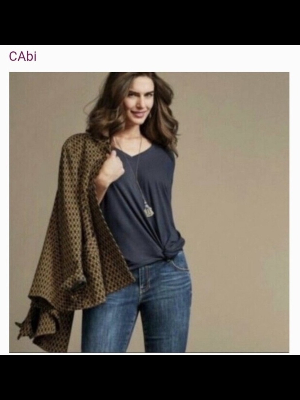 CAbi 5190 Blue V-Neck Tempt Tee - Small